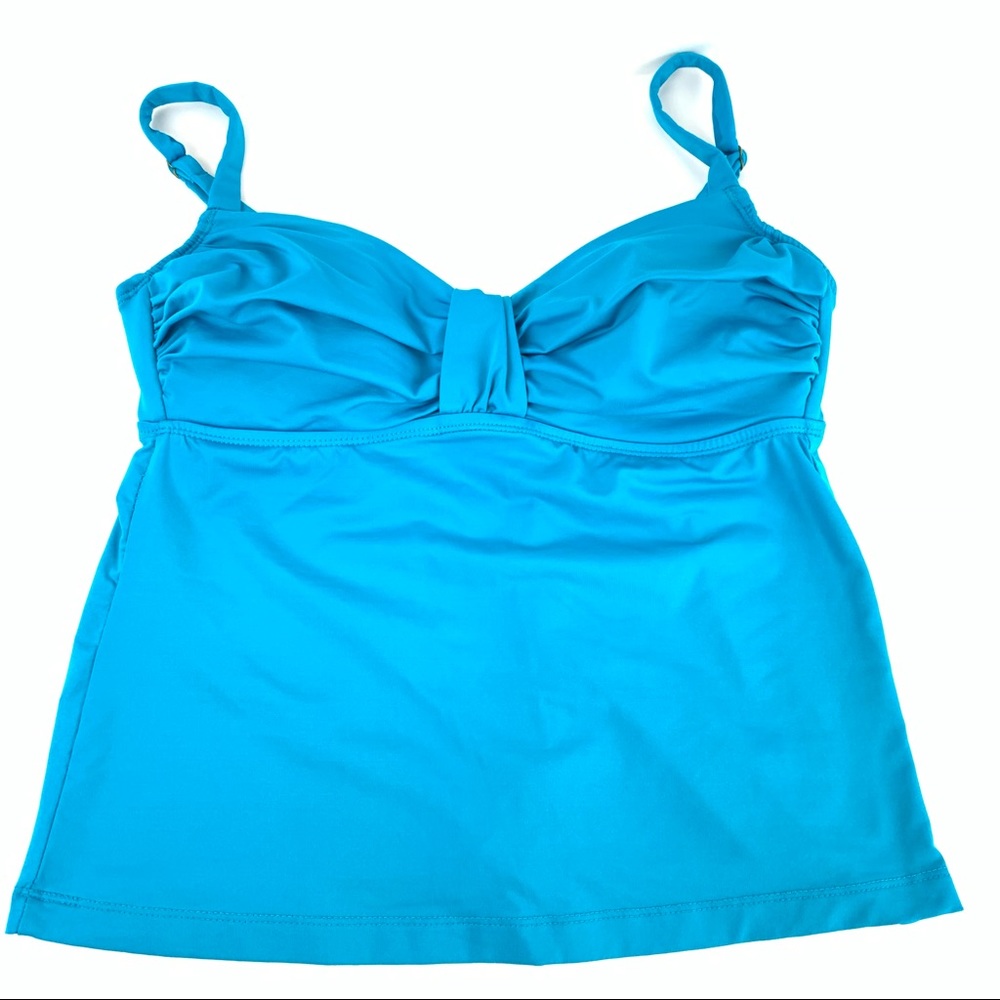 BISOU BISOU Blue tankini swim top padded size M adjustable straps